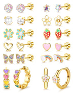 MILACOLATO 14K Gold Plated Hypoallergenic Earrings for Girls Women