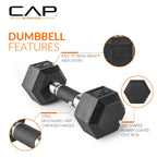 CAP Barbell Coated Dumbbell Weights with Padded Grip, Pair, 3 LBS