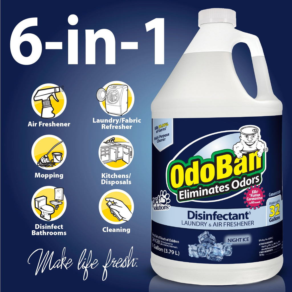 OdoBan Disinfectant Concentrate and Odor Eliminator, Made in the USA, Night Ice Scent, 4 Gallons