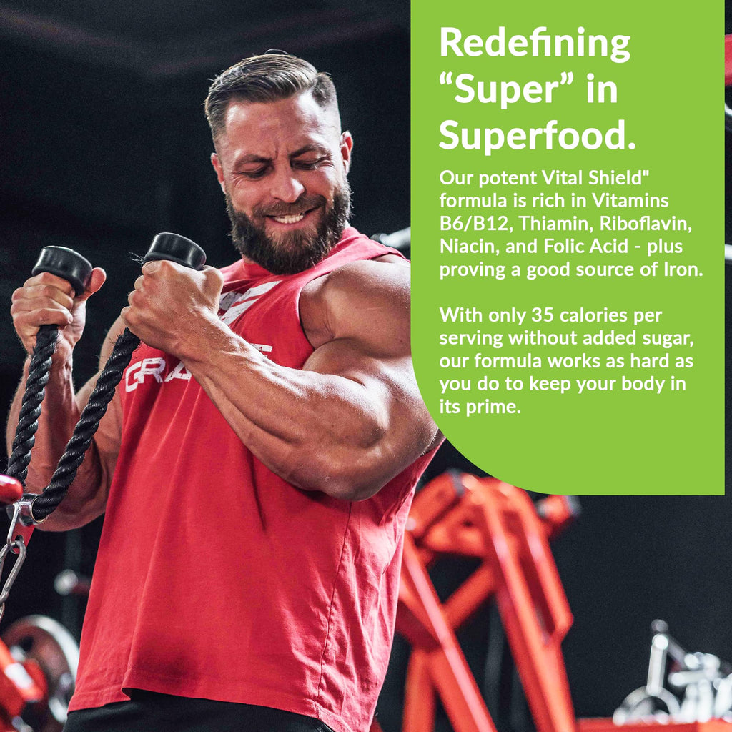 Granite Nutrition Vital Shield - USDA Organic Superfood Greens with Mushrooms & Tart Cherry – Supports Energy, Immune Function & Digestive Health – Lemon Lime Flavor (30 Servings)
