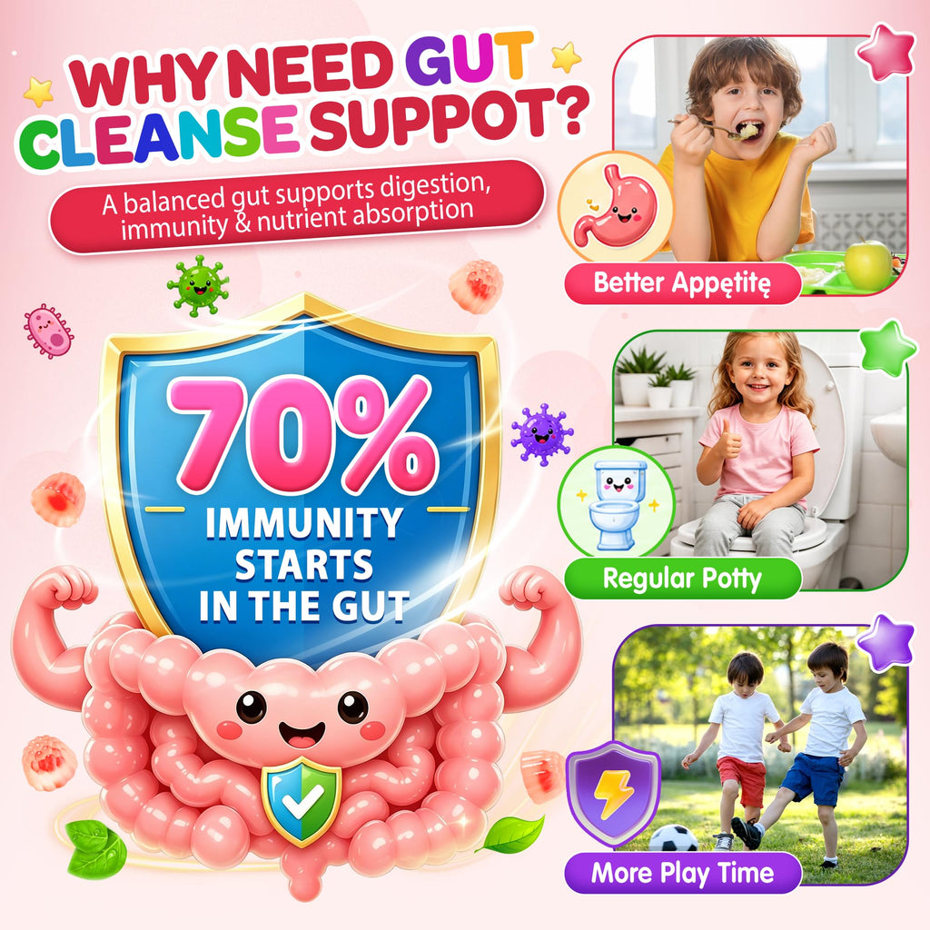 Para Cleanse for Kids & Teens, 24-in-1 Gut Health Gummies - Black Walnut, Wormwood, Clove, Pumpkin Seeds, Vitamin C, Probiotics-Gentle Gut Support, Natural Digestive Balance, Immunity, 0 Sugar, 60cts