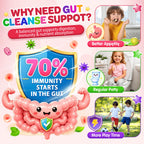 Para Cleanse for Kids & Teens, 24-in-1 Gut Health Gummies - Black Walnut, Wormwood, Clove, Pumpkin Seeds, Vitamin C, Probiotics-Gentle Gut Support, Natural Digestive Balance, Immunity, 0 Sugar, 60cts