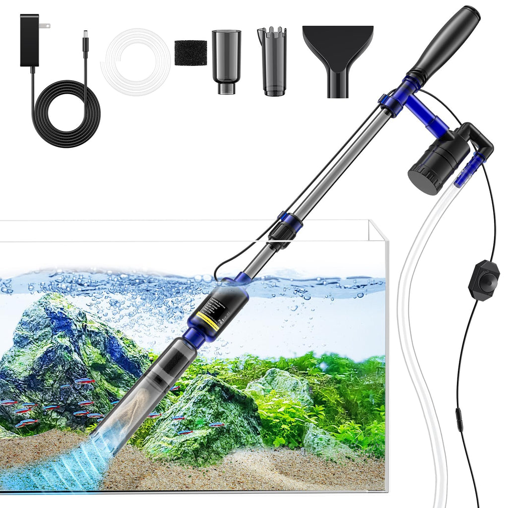 Fish Tank Cleaner - Aquarium Gravel Cleaner, 530GPH/32W Electric Fish Tank Cleaning Tools, Adjustable Water Flow Aquarium Cleaner Kit, Turtle Tank Gravel Cleaner Vacuum for Wash Sand, Water Changing
