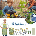 iHansee Green Garden Tools Set 12-Piece, Gardening Gifts for Women Men