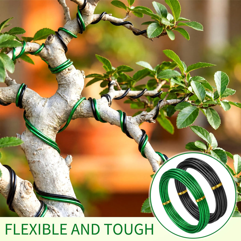 Mudder 5 Roll Aluminum Bonsai Training Wire Tree 2/2.5/3/4/6mm 42 Feet Total with Bonsai Wire Cutter Anodized Training for Holding Branches Small Trunks(Colorful)