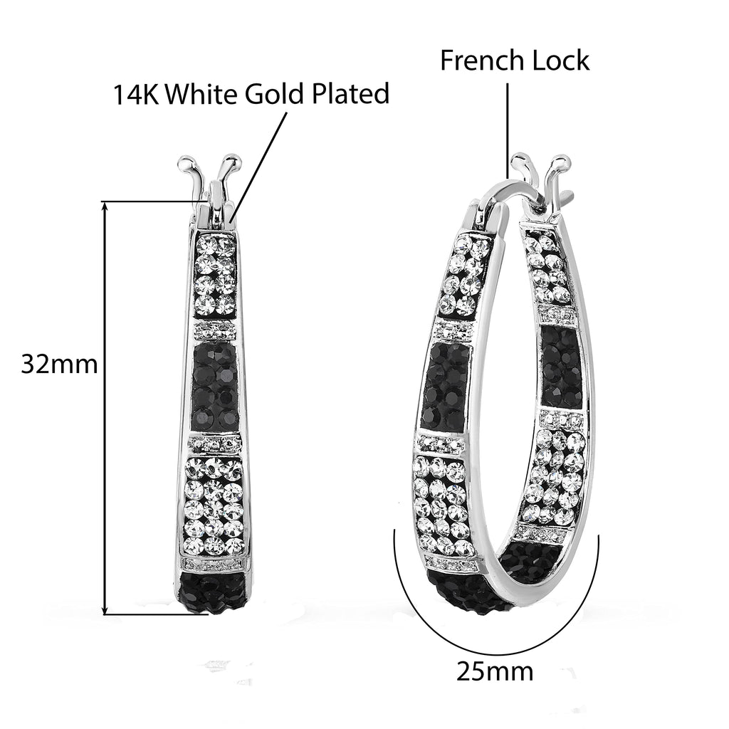 Savlano 14K Gold Plated Inside Out Crystal Hoop Earrings - Oval Shape Earrings for Women Comes with Gift Box