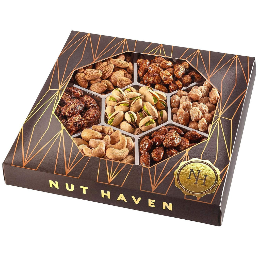Holiday Nuts Gift Basket - Assortment of Sweet & Roasted Salted Gourmet Nuts - Food Gift Box for Dad, Him, Husband, Christmas, Father's Day, Mother's Day, Sympathy, Family, Men & Women