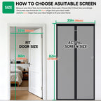 HOFUDON Upgraded Magnetic Screen Door Mesh, Full Strip Magnets, Heavy Duty Fiberglass Mesh, Door Screen Magnetic Closure for Single Door Size 32 x 80 Inch, Screen Door Size 35 x 82 Inch Black