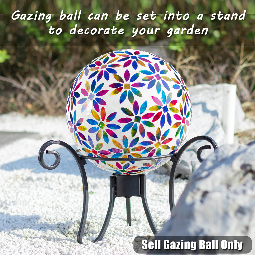 VCUTEKA Gazing Ball, Glass Mosaic Gazing Balls for Garden Decor, 10" Multi