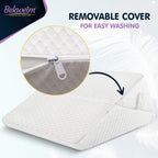 Wedge Pillow for Sleep Apnea, 12 Inch Adjustable Height Bed Wedge Pillow for Headboard, Gerd, Acid Reflux Relief, Snoring, and Post Surgery Recovery. Bed Pillow for Sitting Up in Bed