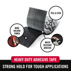 VELCRO Brand Heavy Duty Tape | 16 Foot Roll | Strong Sticky Back Adhesive Holds up to 10 lbs | Industrial Strength Fasteners for Indoor or Outdoor Use | 1-1/2in Width, Black (VEL-30838-USA)