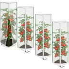 4 Pcs Garden Bird Netting for Triangle Plant Cage, 59" x 20" x 20" Tomato Cage Garden Net Cover with Zipper, Tomato Trellis Insect Bird Barrier Protection Mesh for Vertical Climbing Plant Vegetable