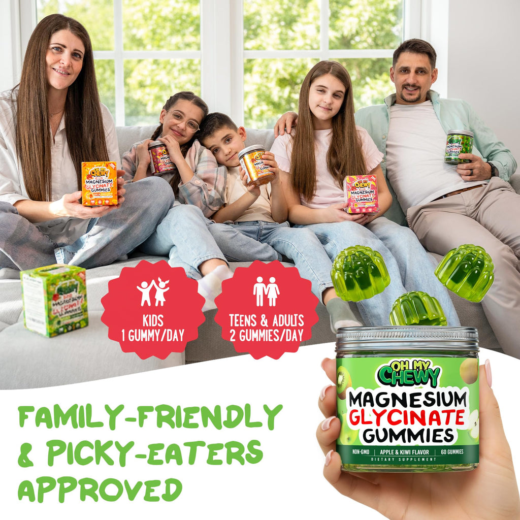 Center-Filled Magnesium Glycinate Gummies 400MG - High Absorption for Kids, Teens & Adults - Supplement for Sleep, Calm & Muscle Relaxation with B6 & D3 - Gluten Free & Vegan Friendly - 120 Count
