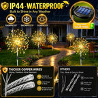 SUDDUS Solar Garden Lights Outdoor 2-Pack 150LED Firework Lights Warm White