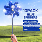 BATTIFE Preassembled Reflective Pinwheels for Yard & Garden, Blue, 10 Pack