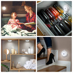 BLS Motion Sensor Light Indoor, LED Night Light Closet Lights, Under Cabinet Battery Powered Ceiling Lights, AA Battery Operated Stick on Wireless Puck Lights for Wall, Step, Stair, Dimmable (3 Pack)
