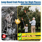 75" Fruit Picker Pole Tool for Long Reach, No Ladder Required, Portable Splicing Tool for Seniors,Kids,Year-Round Use– Effortless Harvesting for Apples, Avocados,Oranges,Grapefruit,Mangoes,Plums,Pear