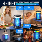 Solar Bug Zapper Outdoor Rechargeable Mosquito Zapper with Cordless Solar Power, Long Runtime Battery, Ip66 Waterproof Portable Fly Zapper for Garden Camping Travel Home