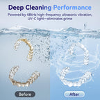 UMPOPO Ultrasonic Retainer Cleaner Machine 48kHz, Dental Cleaning Pod, Ultrasonic Retainer Cleaner for Dentures, Aligners, Mouth Guards, Toothbrush Heads and Jewelry with 200ML Capacity, LAB Supply