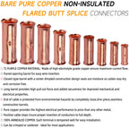 SVAAR 100PCS Flared Open Butt Connectors Kit 4/6/8/12-10 Gauge Butt Splice Connector Non-Insulated Butt Connectors Crimp Pure Copper 50PCS Seamless Barrel Wire Splice Terminals +50PCS 3:1 Heat Shrinks