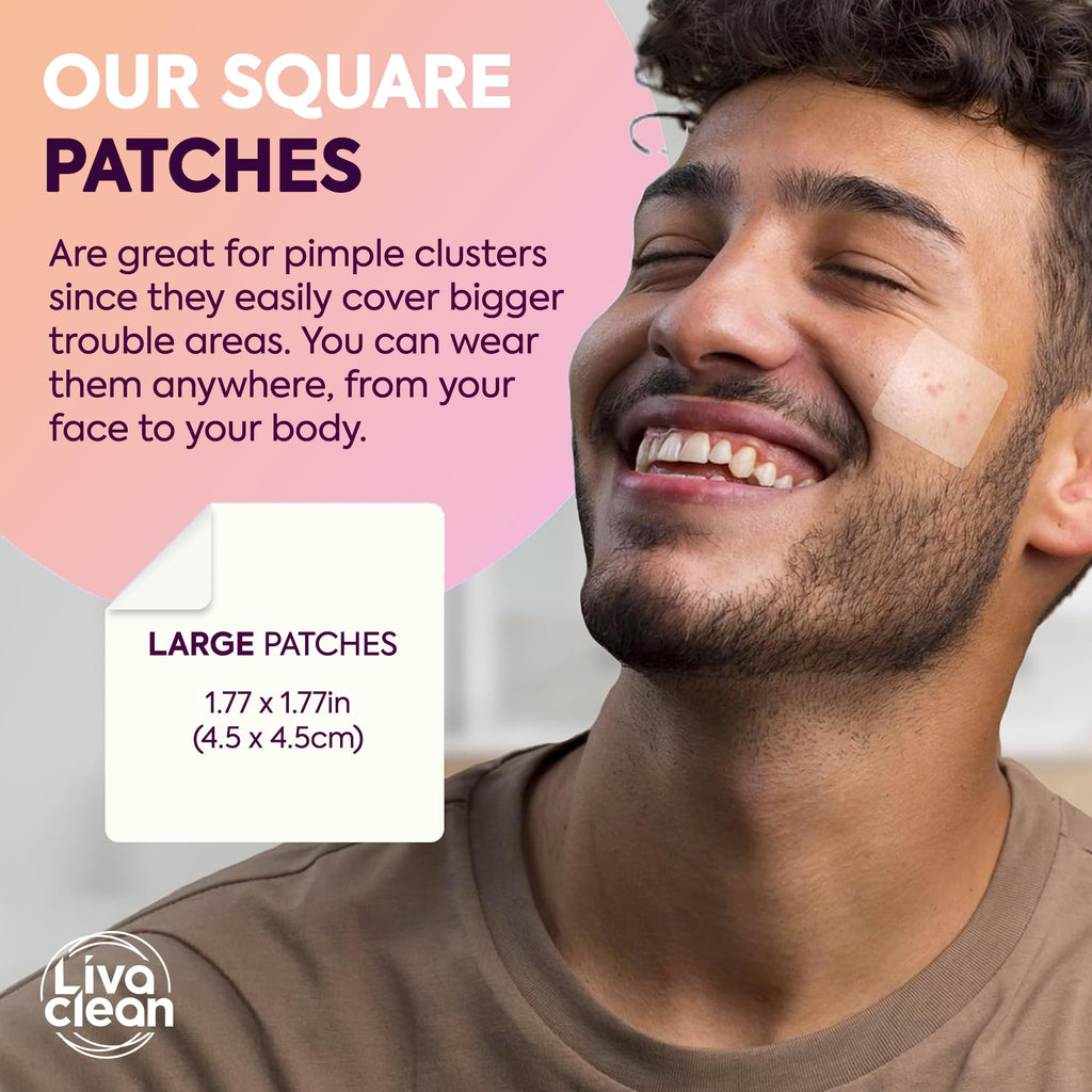Livaclean 40CT Large Pimple Patches for Face - Big Pimple Patches Large Hydrocolloid Patch for Blemishes - Body Nose Forehead Chin Acne Patch - XL Zit Stickers
