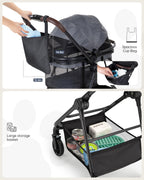 OJCME 3 in 1 Pet Carrier Stroller with Detachable Carrier, Foldable Dog & Cat Stroller for Small/Medium Dogs up to 33 lbs, Large Storage Bag, Full Window Mesh, One-Touch Dual Brake, Car Seat