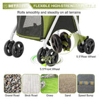 BETSOCCI Double Dog Stroller with 2 Detachable Carrier, Portable Pet Stroller for Small Dogs & Cats Folding Lightweight Puppy Travel Carriage, 4 Wheels, Olive Green