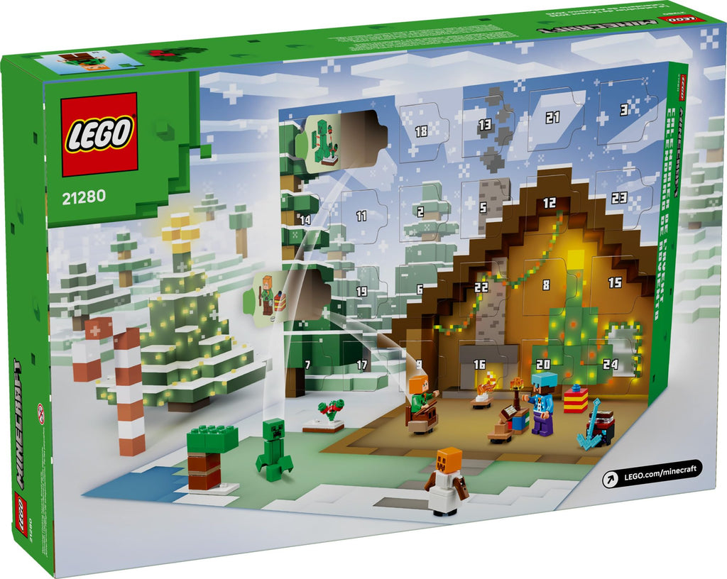 LEGO Minecraft Advent Calendar 2025 Building Toy - Kids Holiday Countdown Set for Boys & Girls, Ages 7+ - 24 Buildable Surprises & 8 Minifigures for Gamers - Collectible Gift for Christmas - 21280