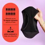 Thinx Teens Period Underwear, Brief-Style Period Panties, Holds Up to Regular 12 Tampons, Reusable & Controls Odor, 3-Pack - (1) Black, (1) Lucky Stars, (1) Violet, Size 11/12