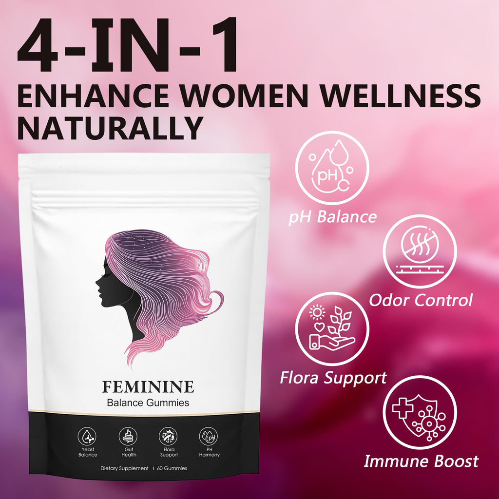 KXVUDE Nuora Feminine Balance Gummies, Premium Feminine Balance Gummies, Vegan Hawaiian Pineapple, Vaginal Health Support, Gluten-Free, 60 Gummies (1)