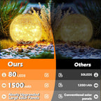 Coroor Garden Solar Ball Lights Outdoor Waterproof, 80 LED Cracked Glass Globe Solar Power Ground Lights for Path Yard Patio Lawn, Halloween Christmas Decoration Landscape Warm White(2 Pack 5.9'')