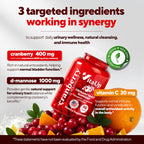 VitaUp D mannose with Cranberry and Vitamin C - USA Made D-mannose 1000mg Capsules - Cranberry Pills for Urinary Tract & Bladder, Immune Support - 90 Count