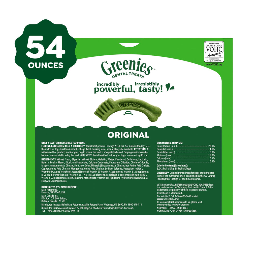 Greenies Regular Dental Dog Treats, Original Chicken Flavor, 54 Count