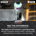 Zephyr - Pro 40 Perfection Liquid Metal Polish - Stainless Steel & Aluminum Polish for Big Rigs, Semi Trucks, Fuel Tanks, & More - 32 oz