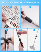 Sand Flea Rake 16" Wide - Detachable 54" Handle with Shark Tooth Screen - Stainless Steel Beach Rake for Fishing Bait, Shelling, Yard Cleaning - Saltwater Rust Proof & Portable