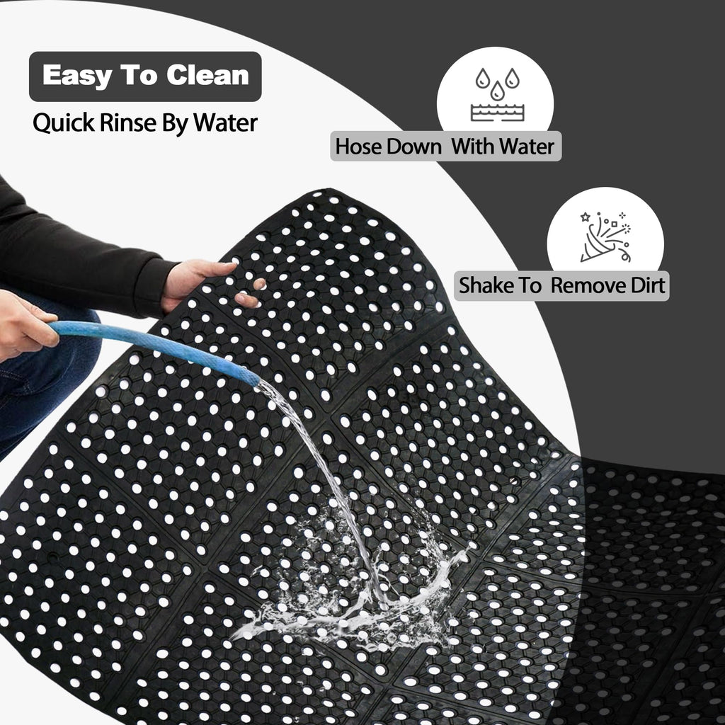 tonchean Rubber Floor Mat with Drainage Holes 83x36x0.4in Anti-Fatigue Mat