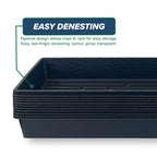 Living Whole Foods 5 Pack of Durable Black Plastic Growing Trays (Without Drain Holes) 21" X 11" X 2" - Flowers, Seedlings, Plants, Wheatgrass, Microgreens & More