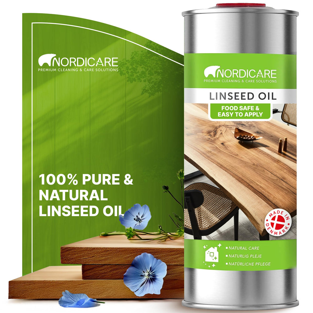 Nordicare [1L] Linseed Oil for Wood Protection I Linseed Oil Varnish Wood Oil for Indoor I Boiled Linseed Oil for Furnitur.