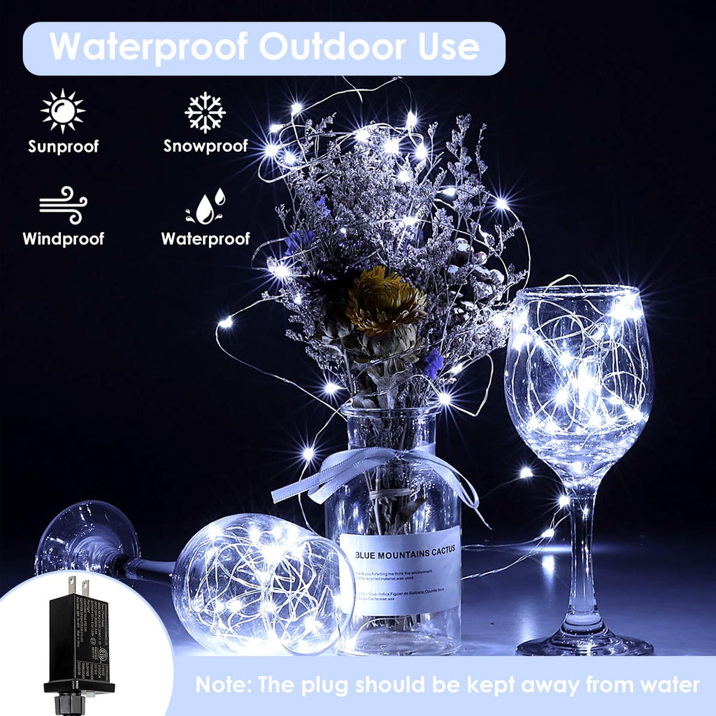 66FT 200 LED Fairy Lights Plug in, 8 Modes Twinkle Lights Cool White