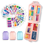 Pill Organizer with Medicine Labels 146 Labels Travel Daily Pill Container Mini Medication Organizer Storage Travel Essentials Pill Case 7 Day Pill Organizer (Blue+Pink+Purple, 3 Packs)