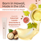 Hanalei Lip Treatment for Dry, Chapped Lips – Intensive Overnight Moisturizer with Kukui Oil, Shea Butter & Grapeseed Oil – Hydrating Balm for Healing Cracks – Clear Tint, Full-Size 15g – Cruelty-Free