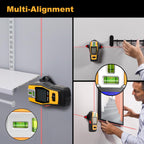 PREXISO 2-in-1 Stud Finder with Laser Level, Rechargeable Multi Surface Cross Line Laser & Wall Stud Scanners Tool for Hanging Frames & Picture, Wood Ac Wire Metal Studs Pipe Detection Gift for Dad