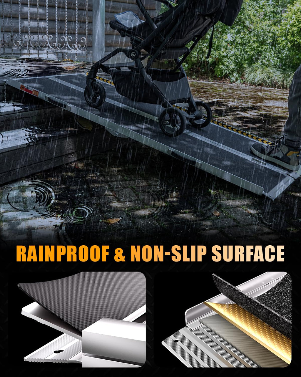 VNN Portable Wheelchair Ramp 6FT, Seamless Non-Slip Aluminum Ramps for Wheelchairs for Home, Handicap Wheelchair Ramps for Home Steps, Aluminum Loading Dock Plates, Doorways