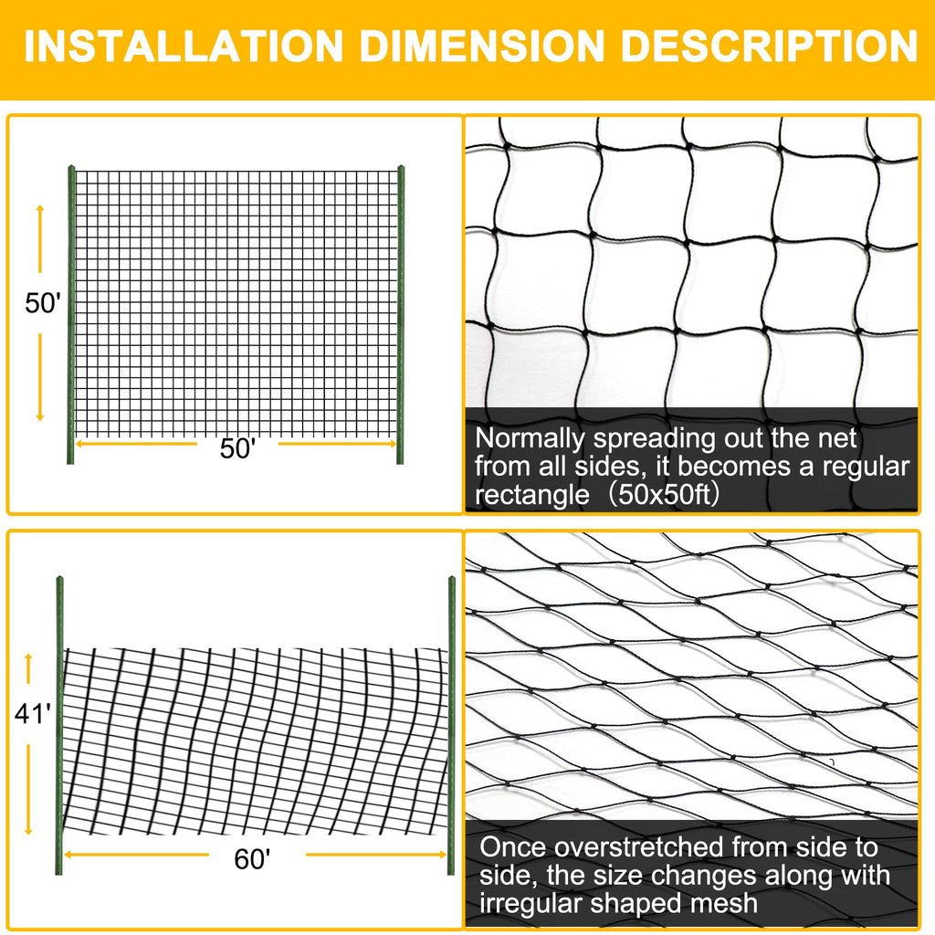 BSTPCOO 2.4" Mesh Bird Netting for Chicken Coop 50'x50', Poultry Netting