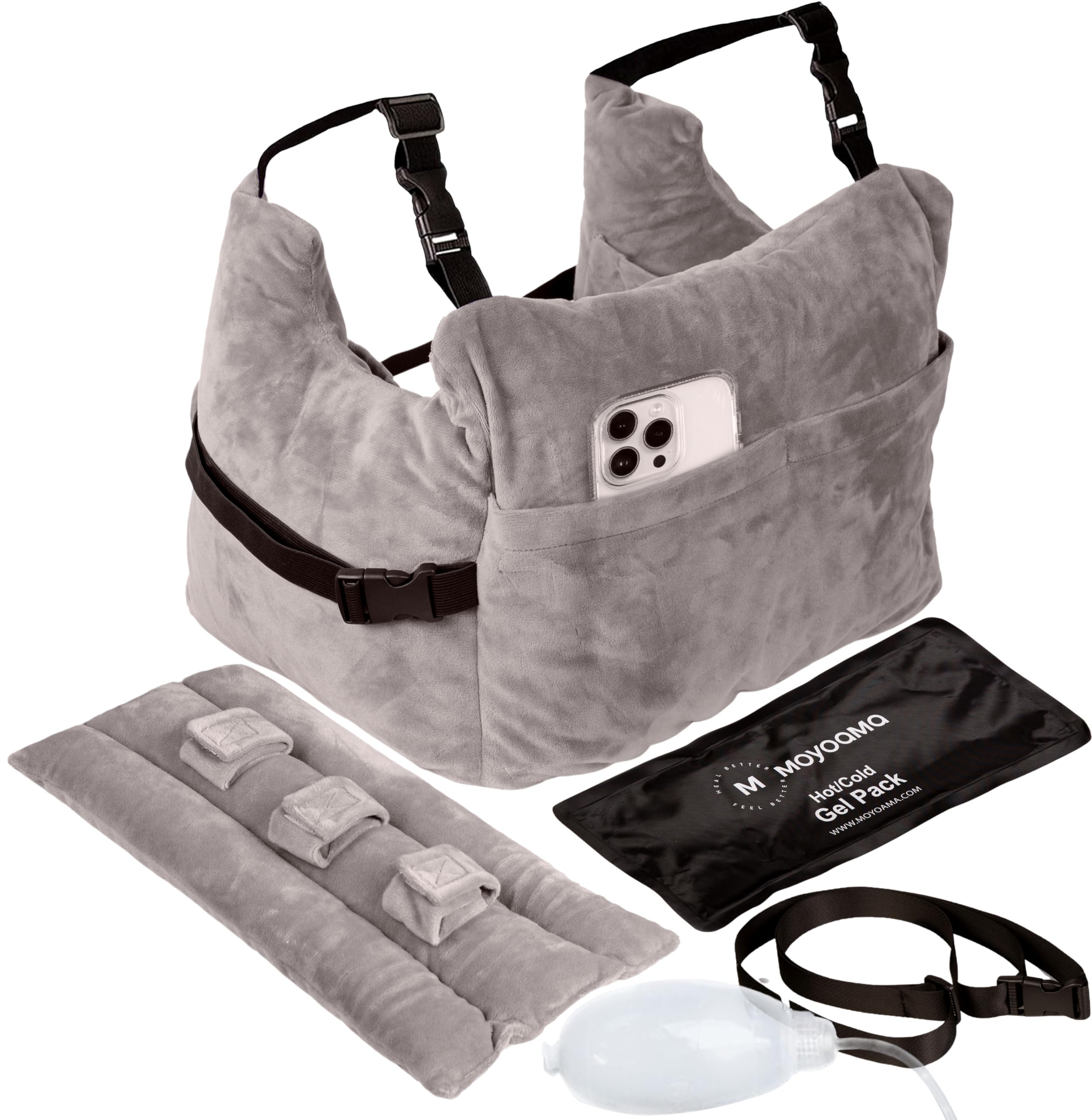 MOYOAMA Post Mastectomy Pillow –4 Pcs Protective Kit incl 1 Gel Pack, Seatbelt Cushion, Shower Lan- Breast Surgery Must Haves,Breast Reduction Recovery Supplies, Breast Augmentation,Post Op Essentials