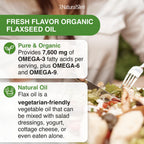 NaturalSlim Flaxseed Oil Liquid Fresh Taste Flax Oil Organic Cold Pressed & High in Omega 3 6 9 Fatty Acid Flax Seed Supplement for Healthy Cells, Hair, Skin, & Nails - Fresh Taste 16 fl. Oz.