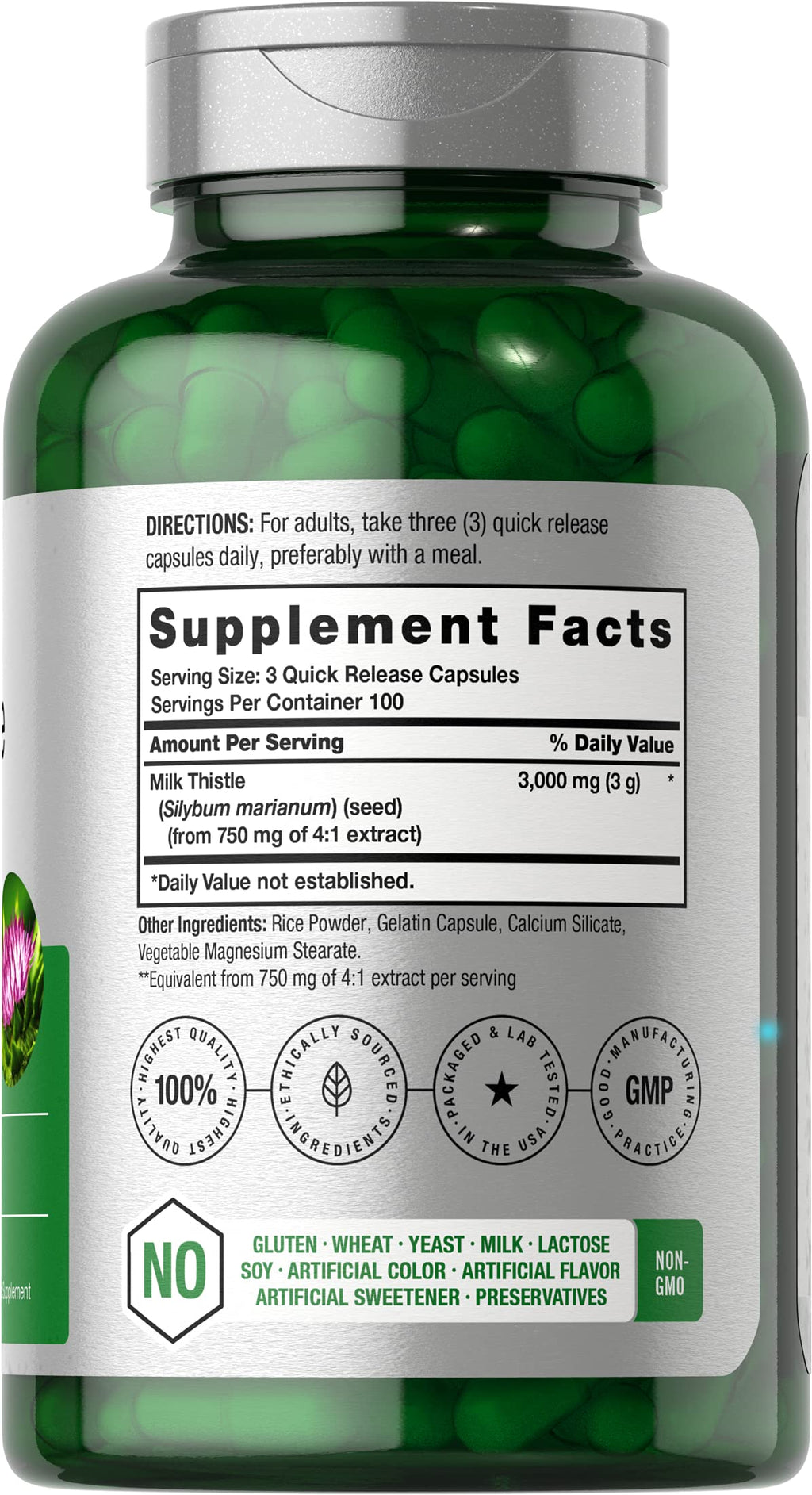 Horbäach Milk Thistle Supplement | 300 Capsules | Herbal Extract | Non-GMO, Gluten Free