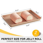 HONGBAKE 2 Pack Jelly Roll Pan 15x10, Commercial Cookie Sheets for Baking with Diamond Texture Surface, 57% Thicker Carbon Steel Baking Sheet for Oven, Nonstick Cooking Tray