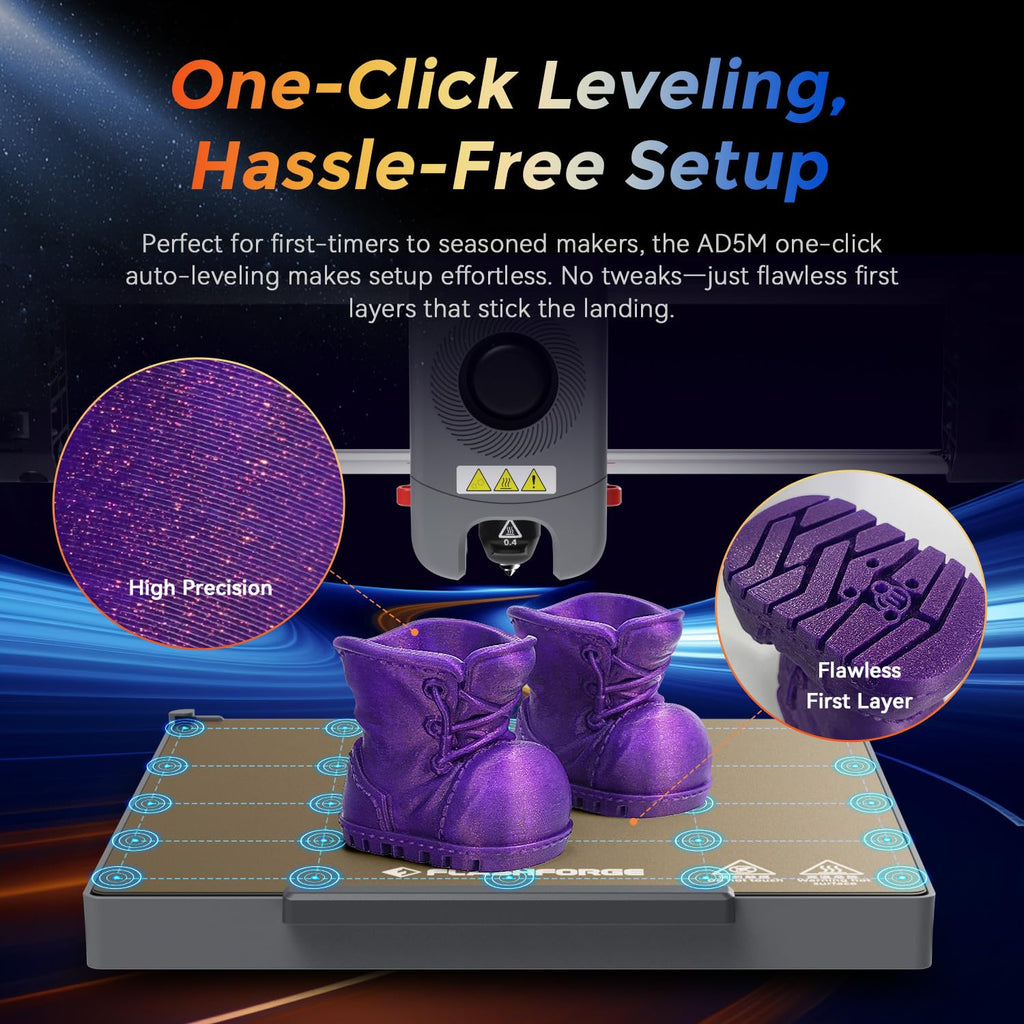 FLASHFORGE 3D Printer AD5M, 1-Click Full-Auto Calibration 600mm/s Fast Printing, CoreXY High-Speed Precision with Every Layer, 3S Quick-Swap Nozzle, Customizable Enclosure, Build Volume 220*220*220mm