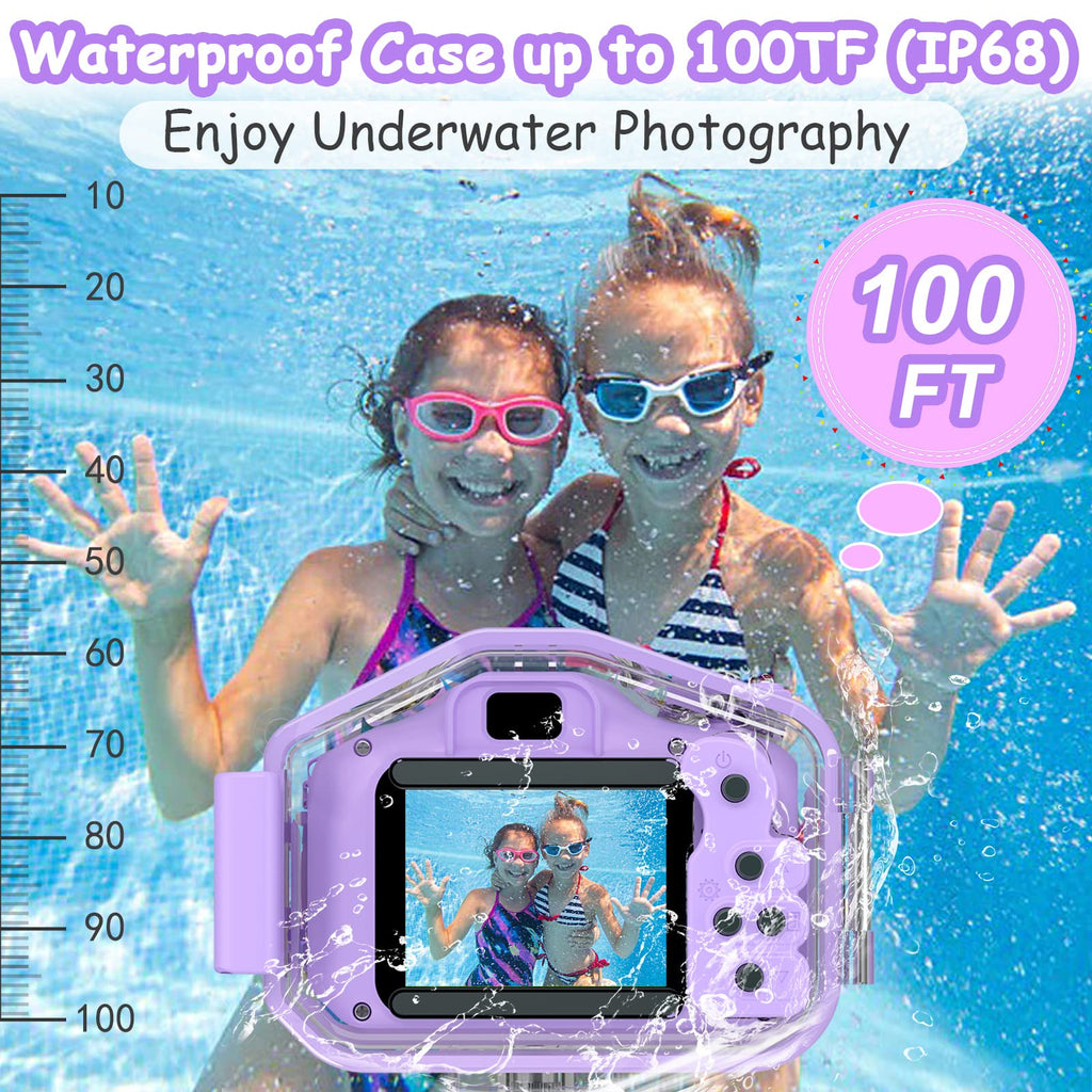 Agoigo Kids Waterproof Underwater Camera Toys for Girls Age 3-12, Purple